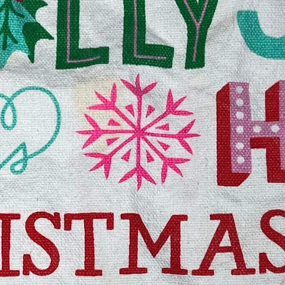 Rainbow Pink Color Christmas Holiday Table Runner & 2 Placemats Pompoms‎